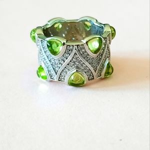 Hespera Siver Peridot Cigar Band Size 5 NEW